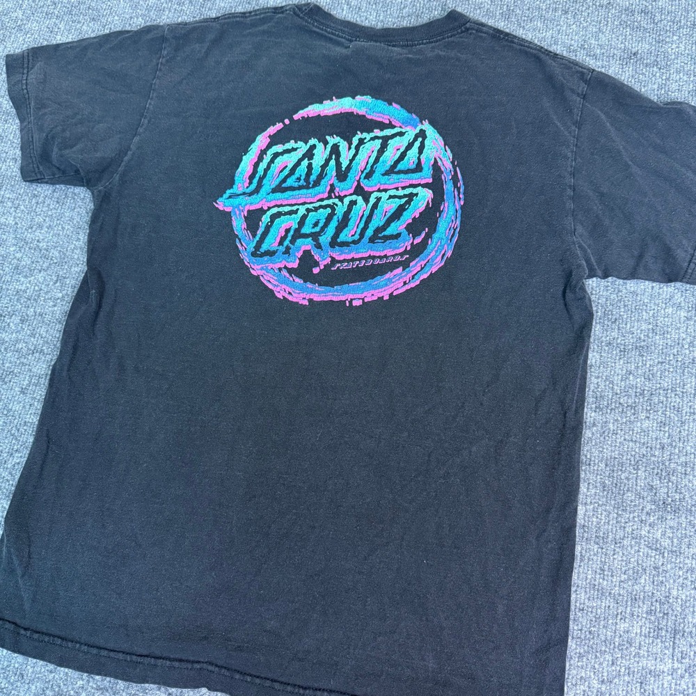 Y2K Santa Cruz Skateboards T Shirt Black Mens Size Med Retro Graphic Tee